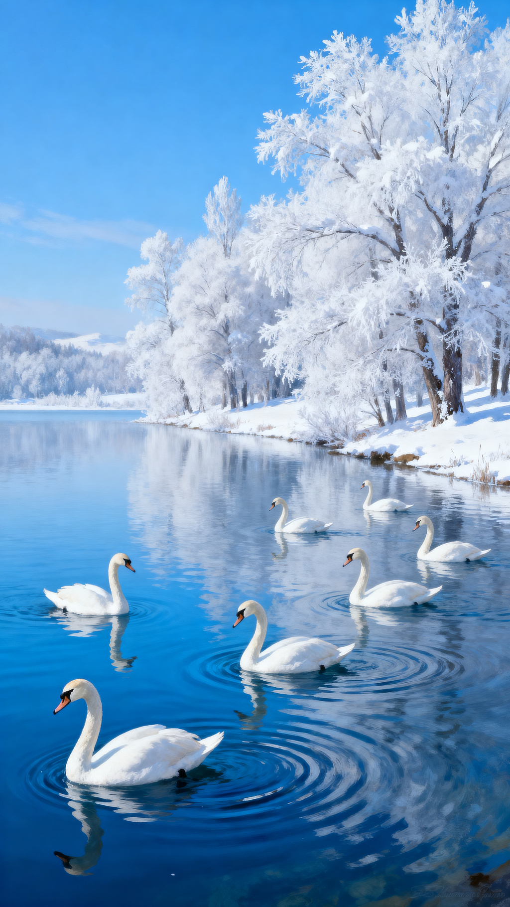 冬日天鹅湖天鹅