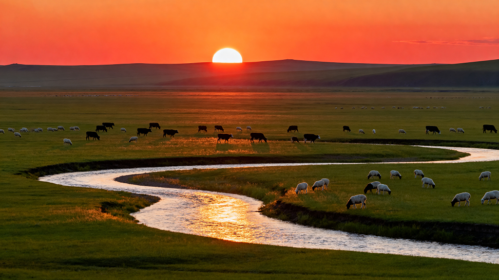 呼伦贝尔草原日落草原