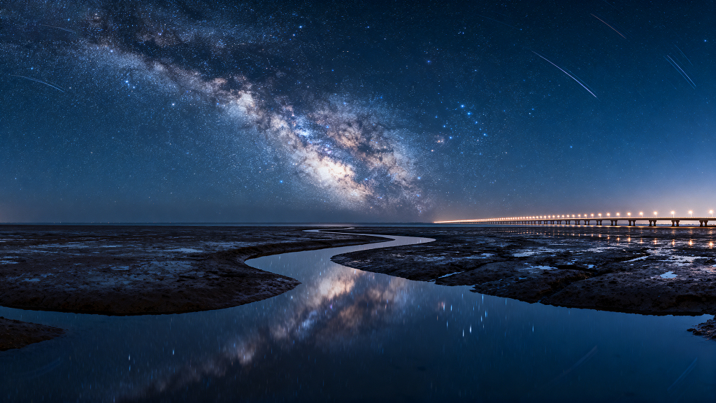 上海南汇新城海滩星空