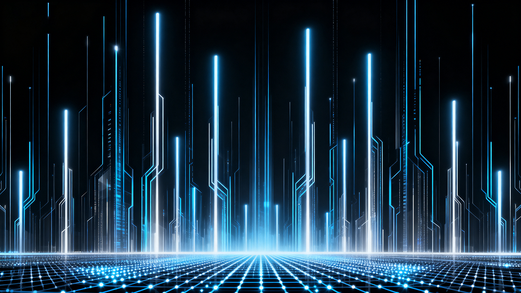 未来科技都市蓝紫光效交织的赛博朋克风虚拟城市未来城市赛博朋克