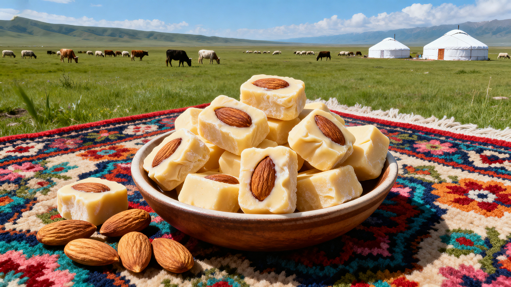 一盘草原特色奶疙瘩巴旦木美食美味零食
