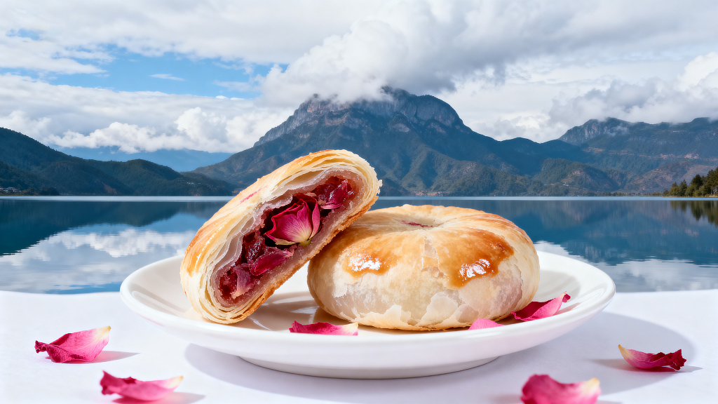 一盘美味的云南玫瑰花饼