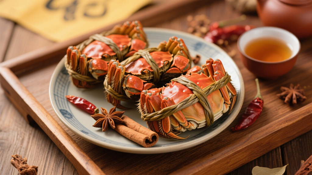 大闸蟹美食美味绑绳大闸蟹