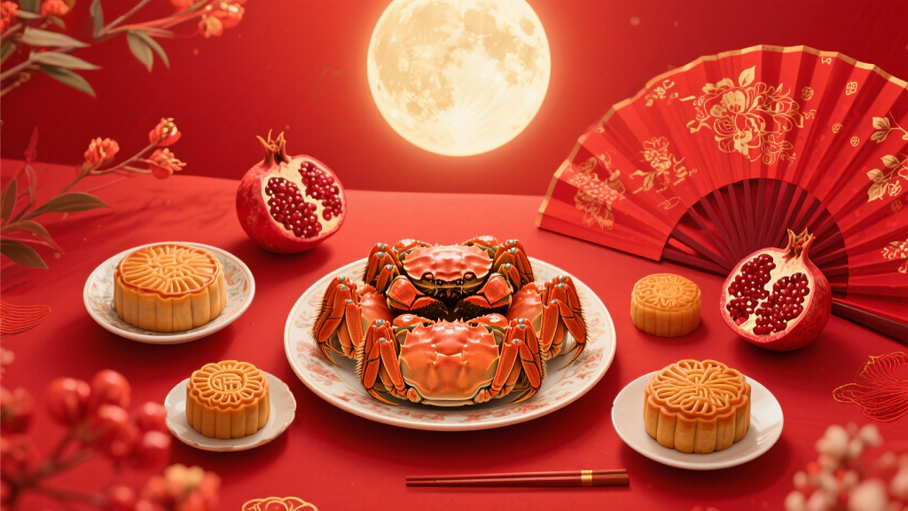 大闸蟹美食美味海月饼石榴