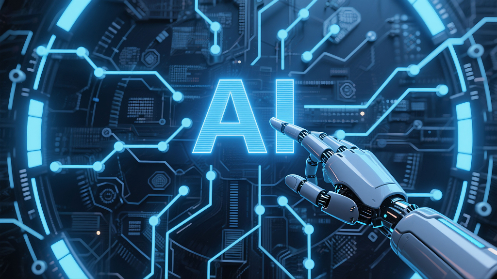 AI人工智能发光芯片机械手臂背景