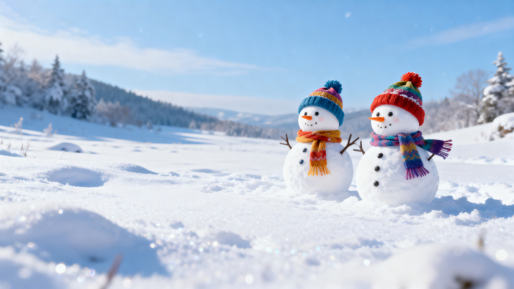 冬日雪人雪人冬季雪人