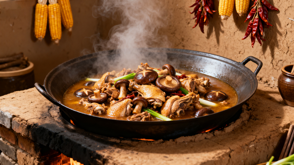 小鸡炖蘑菇东北菜