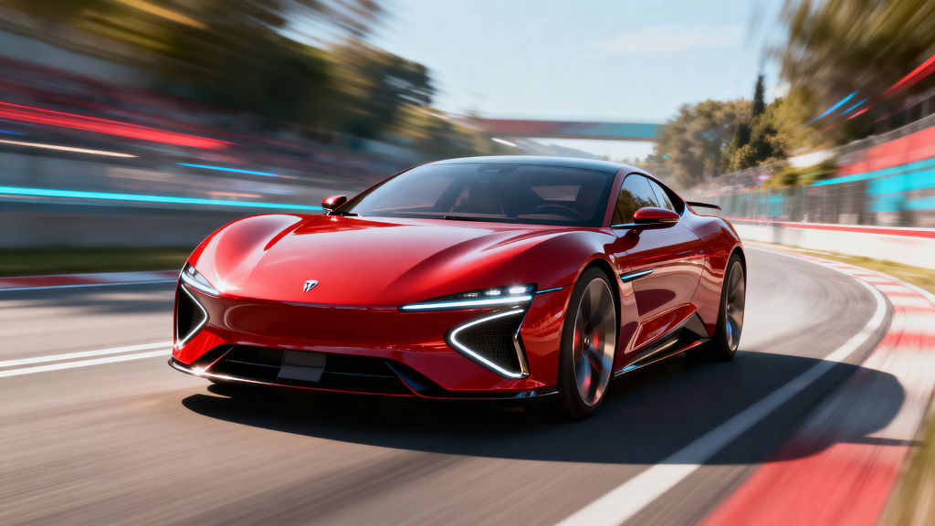 未来汽车红色轿车