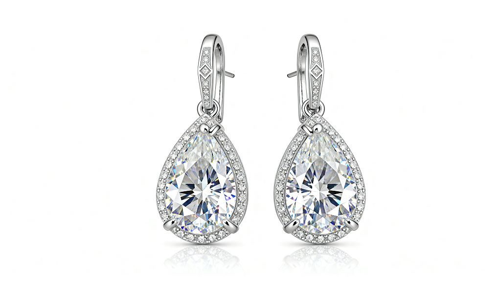 水滴钻铂金耳环首饰摄影设计素材平面设计珠宝海报首饰耳环海报