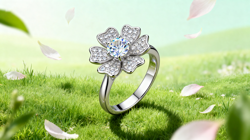 春日花漾钻戒钻石镶嵌铂金戒指珠宝摄影首饰摄影设计素材平面设计