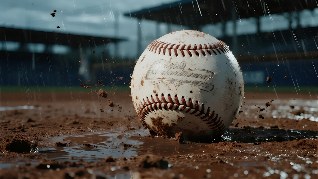 2025秋季为梦想奋斗的雨中泥泞棒球特写