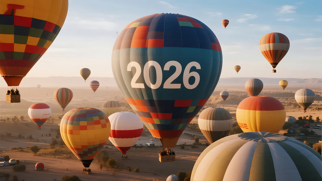 乘坐热气球飞向2026年的梦想与远方
