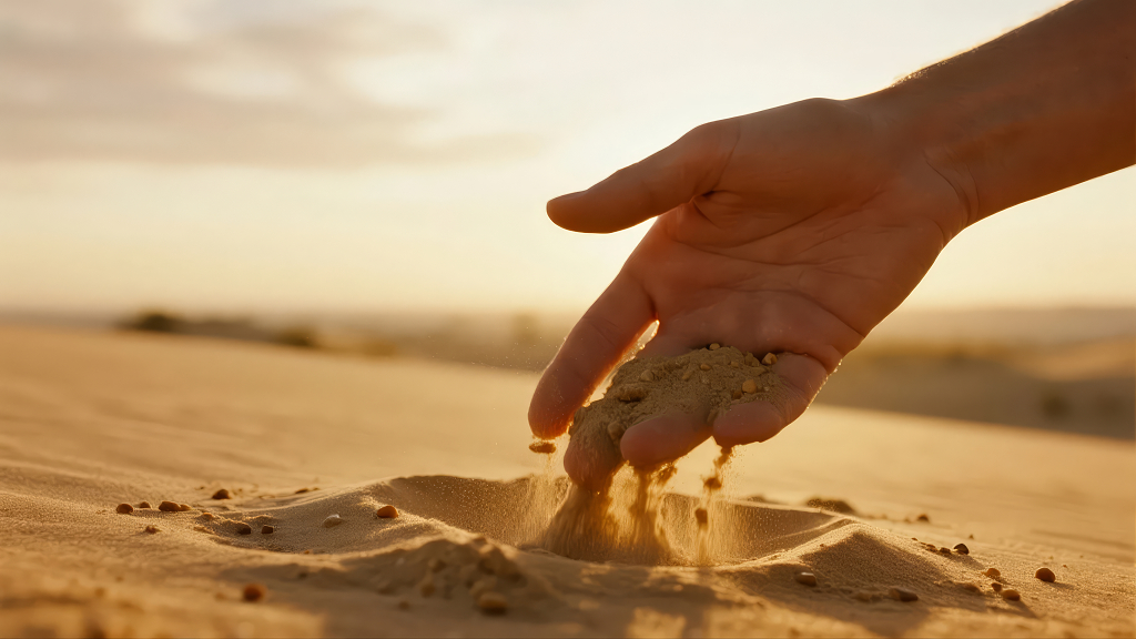 2025年末手中流逝的沙子寓意珍惜时间