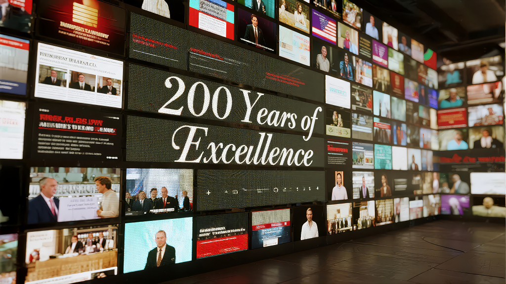 庆祝200周年卓越成就的视频墙媒体矩阵