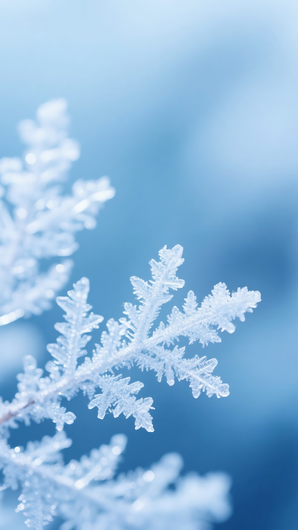 霜降霜花冰晶淡蓝色背景