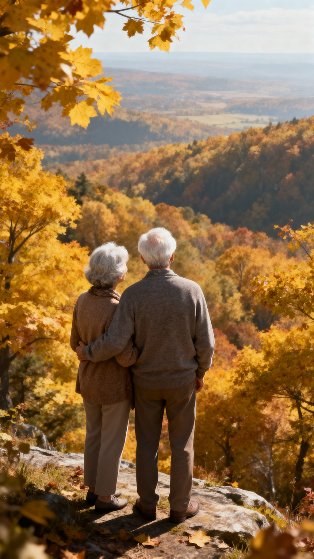 重阳节老人登高望远秋景