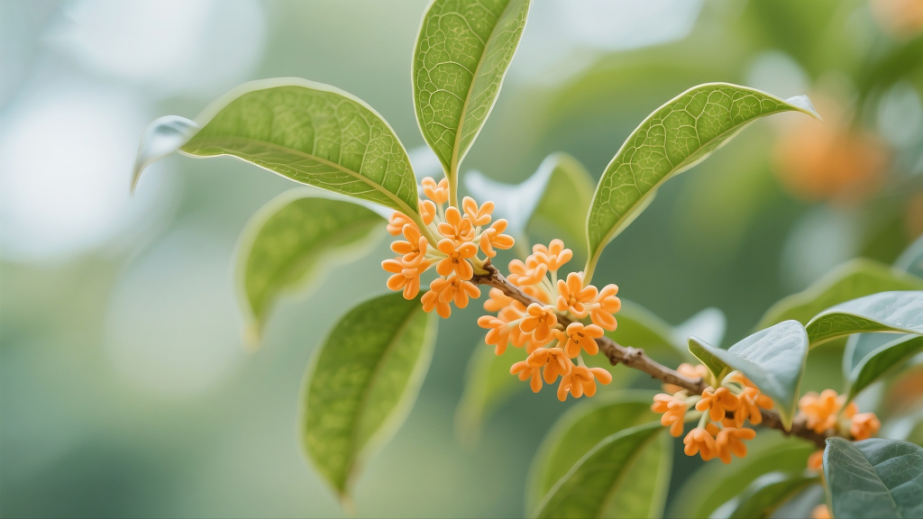 特写镜头橙色桂花枝