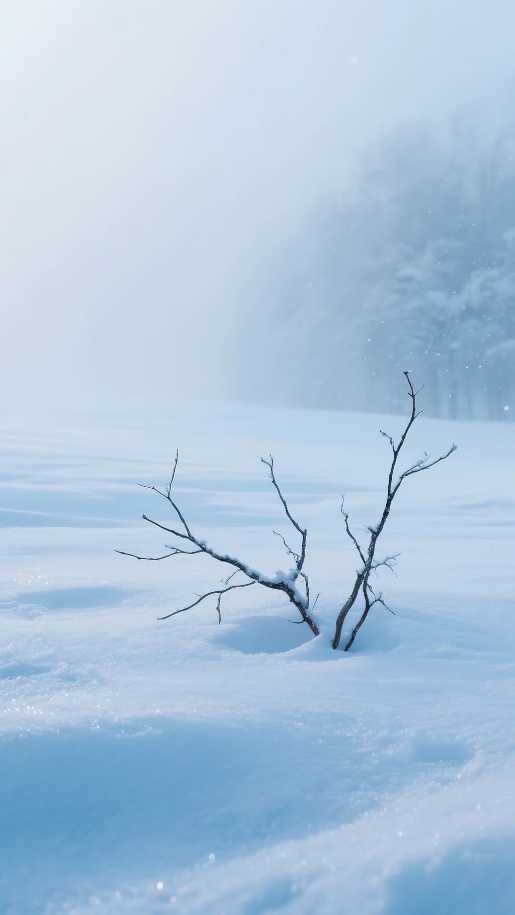 极简雪景蓝白色调二十四节气小雪底图