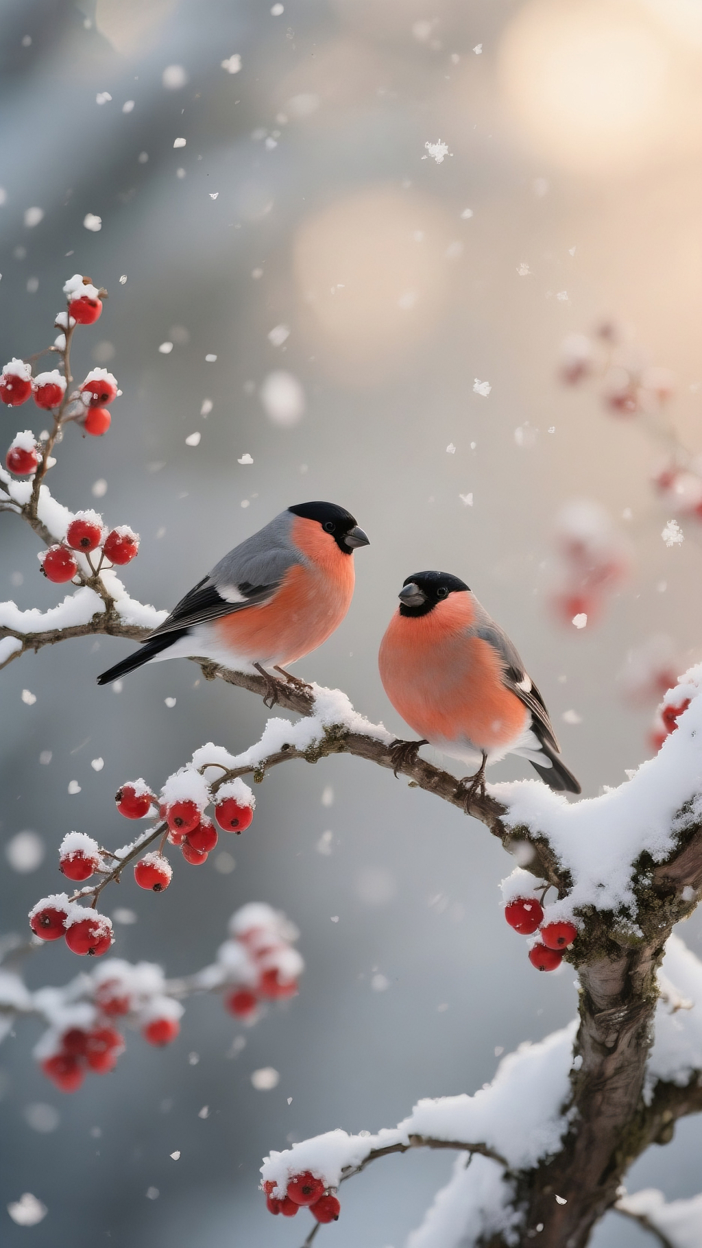 红腹灰雀覆雪树枝二十四节气底图小雪霜降