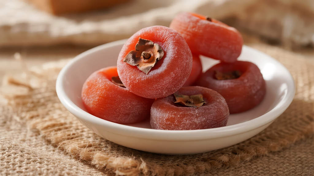 中秋国庆节传统美食柿饼的秋日丰收景象