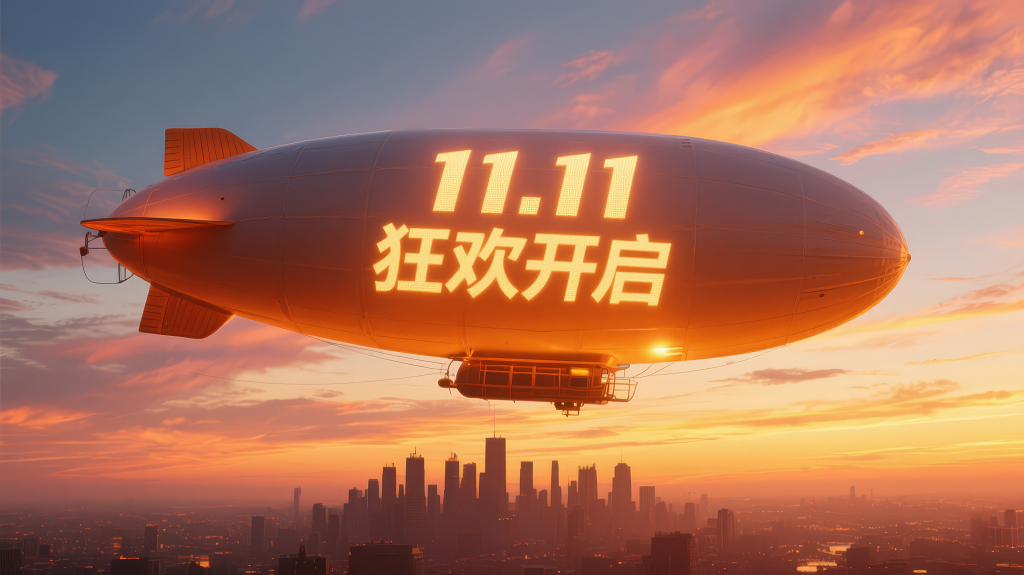 双十一飞艇城市日落狂欢开启背景