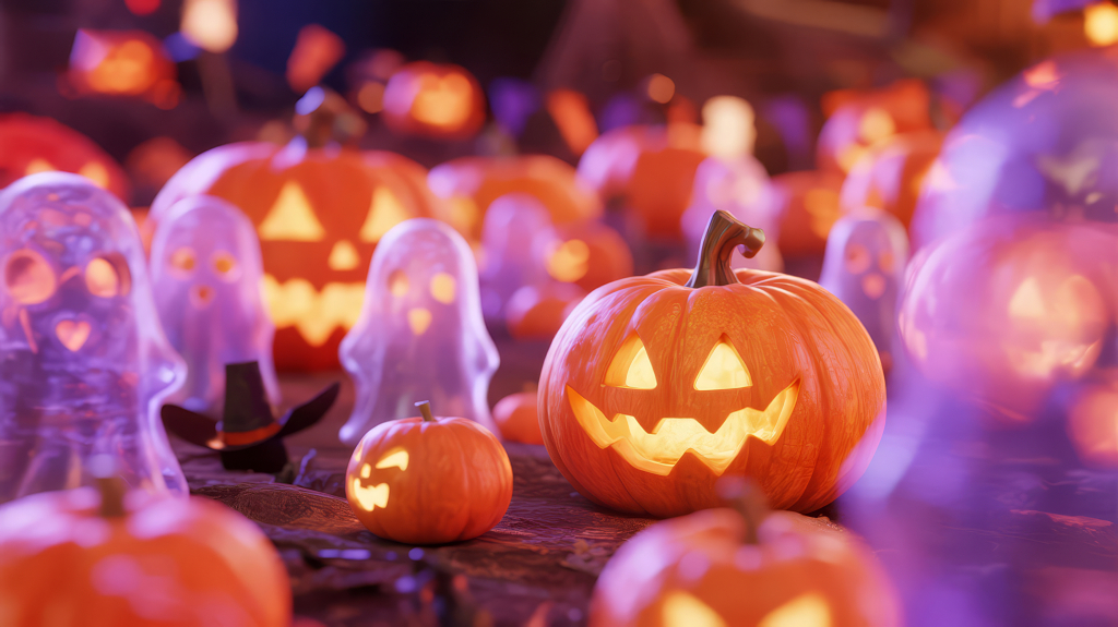 万圣节南瓜灯幽灵派对搞怪C4D背景