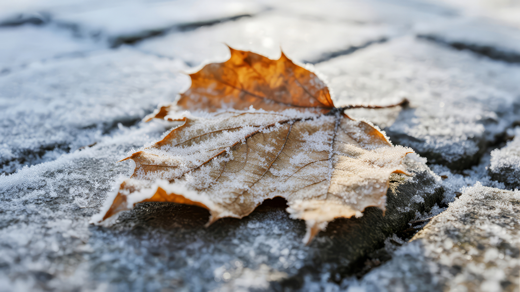 立冬节气枯叶冰霜的萧瑟唯美特写