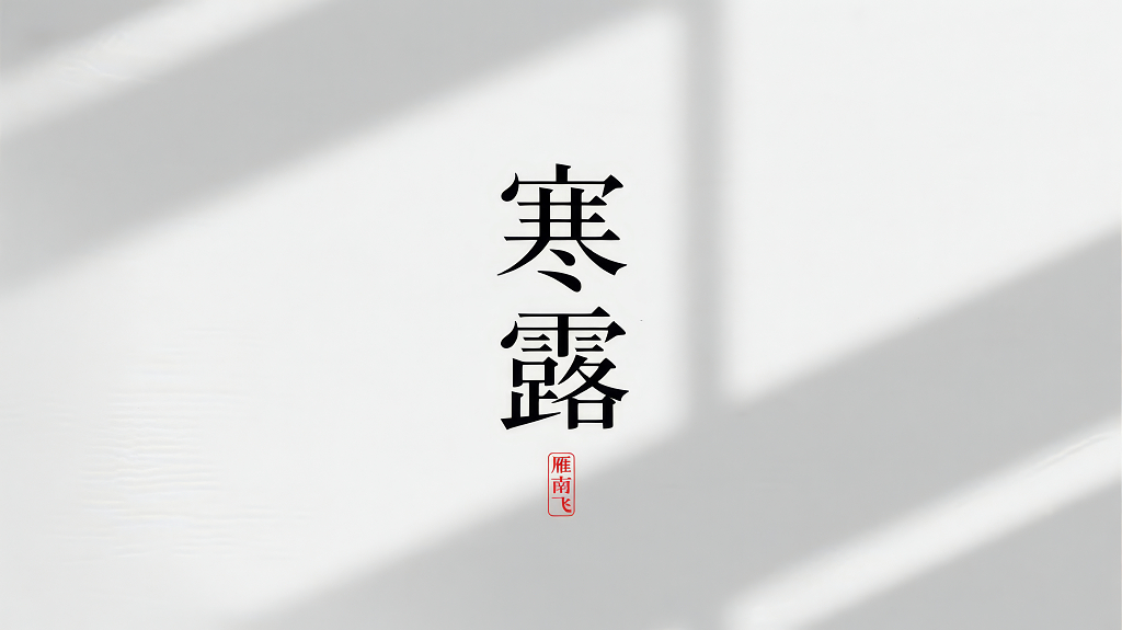 寒露节气宋体字简约禅意光影背景