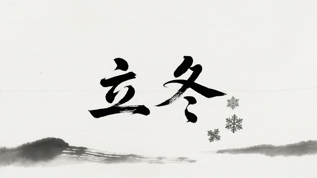 立冬节气书法水墨禅意简约背景图