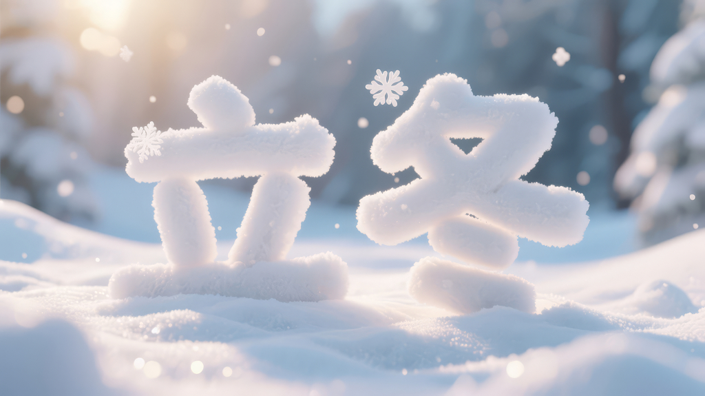 立冬节气雪地雪字童话温馨背景