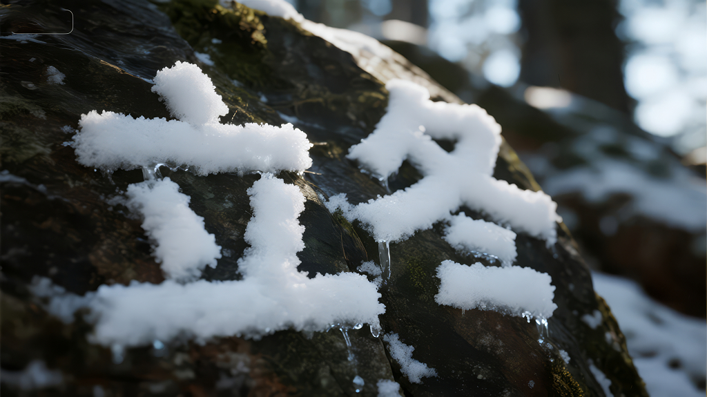 立冬节气岩石积雪冰挂创意背景图
