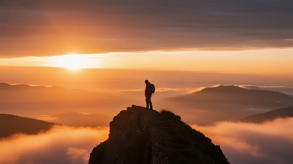 为2026年新目标而登顶的奋斗者剪影