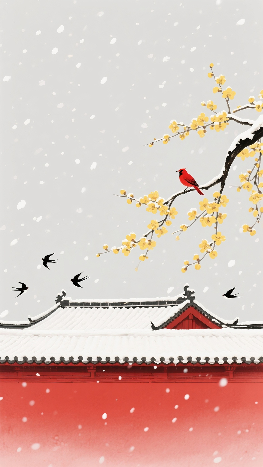 中式美学二十四节气底图小雪