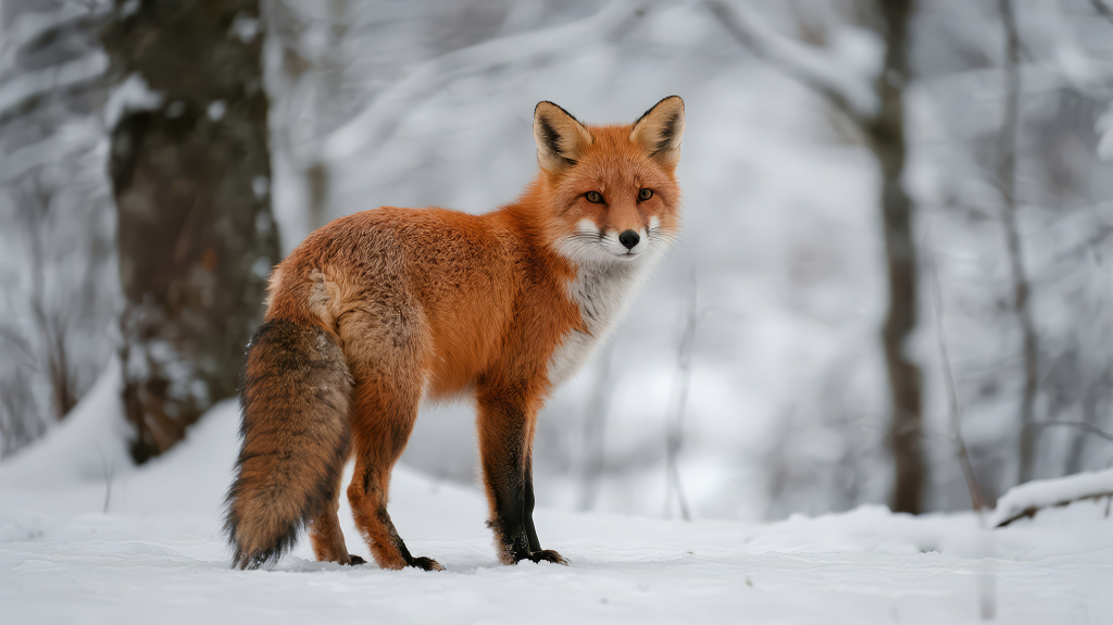 冬至雪地狐狸的唯美治愈灵动背景