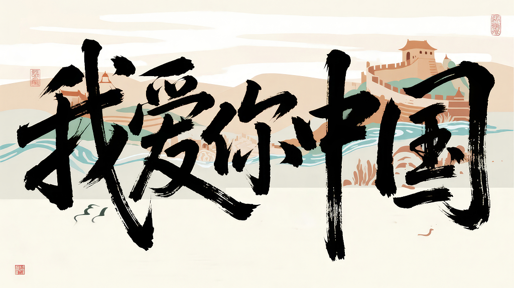 国庆节长城水墨风爱国思乡背景图