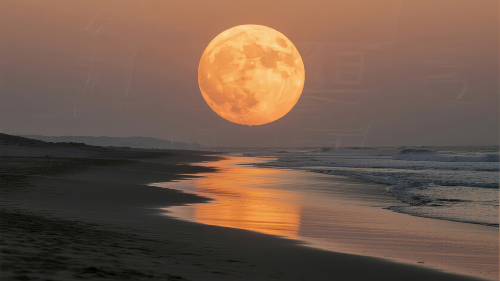 中秋节海上升明月的唯美意境背景