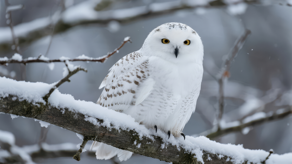 冬至雪中雪鸮的唯美治愈灵动背景