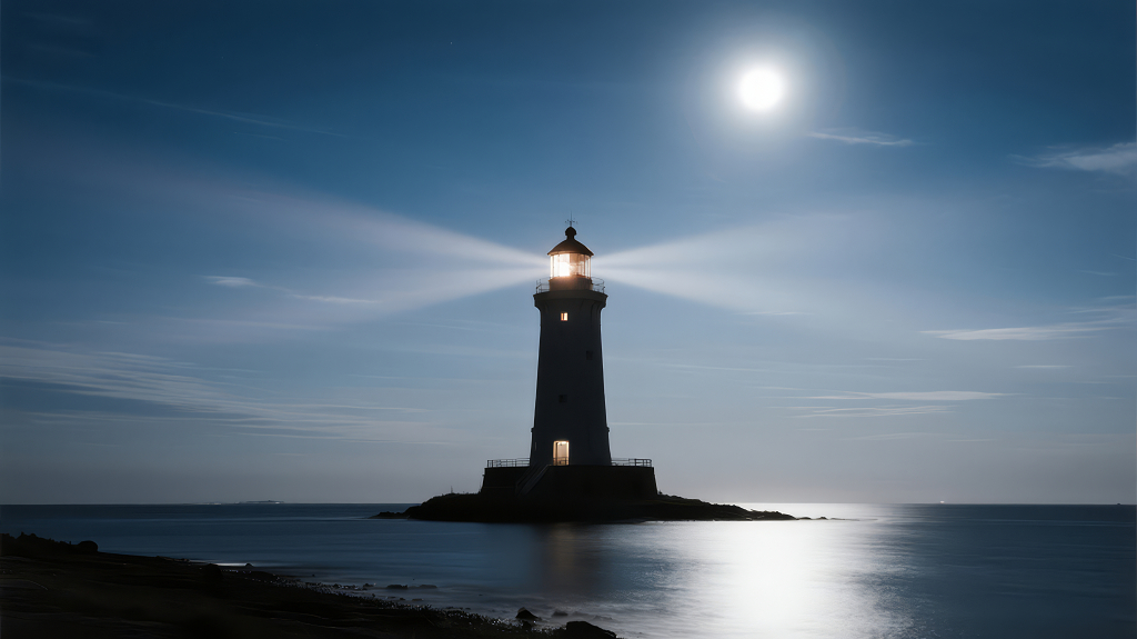 中秋节极光灯塔的梦幻唯美背景
