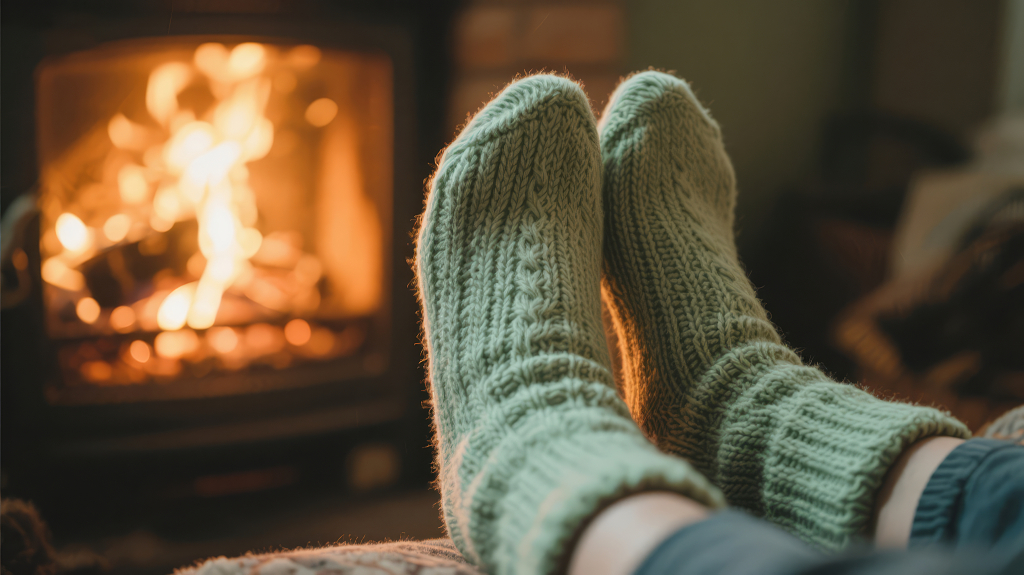 冬至壁炉烤火的温暖治愈慢生活背景