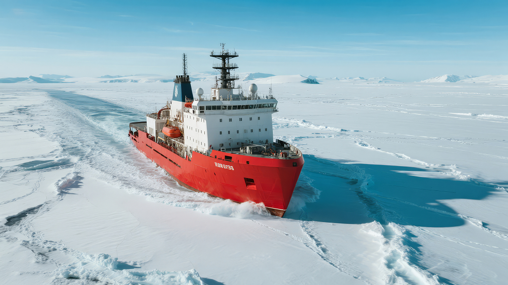 科考船南极破冰航行的探索精神背景