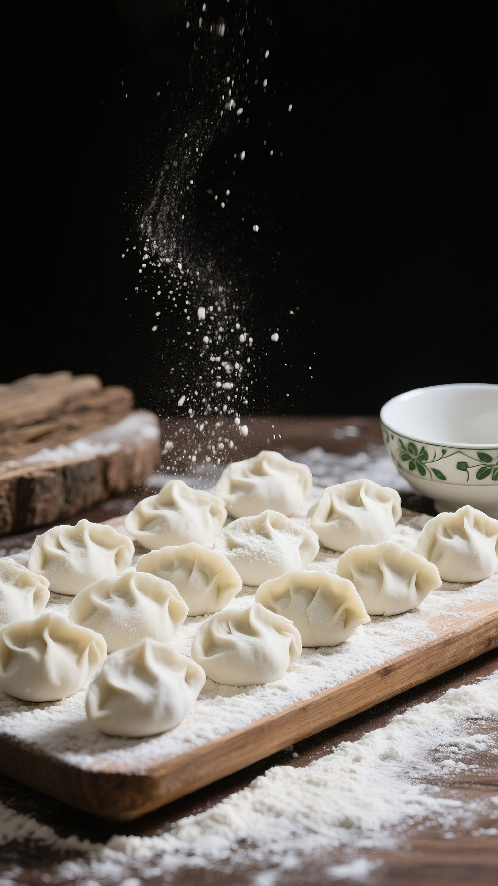 包饺子过程面粉抓拍