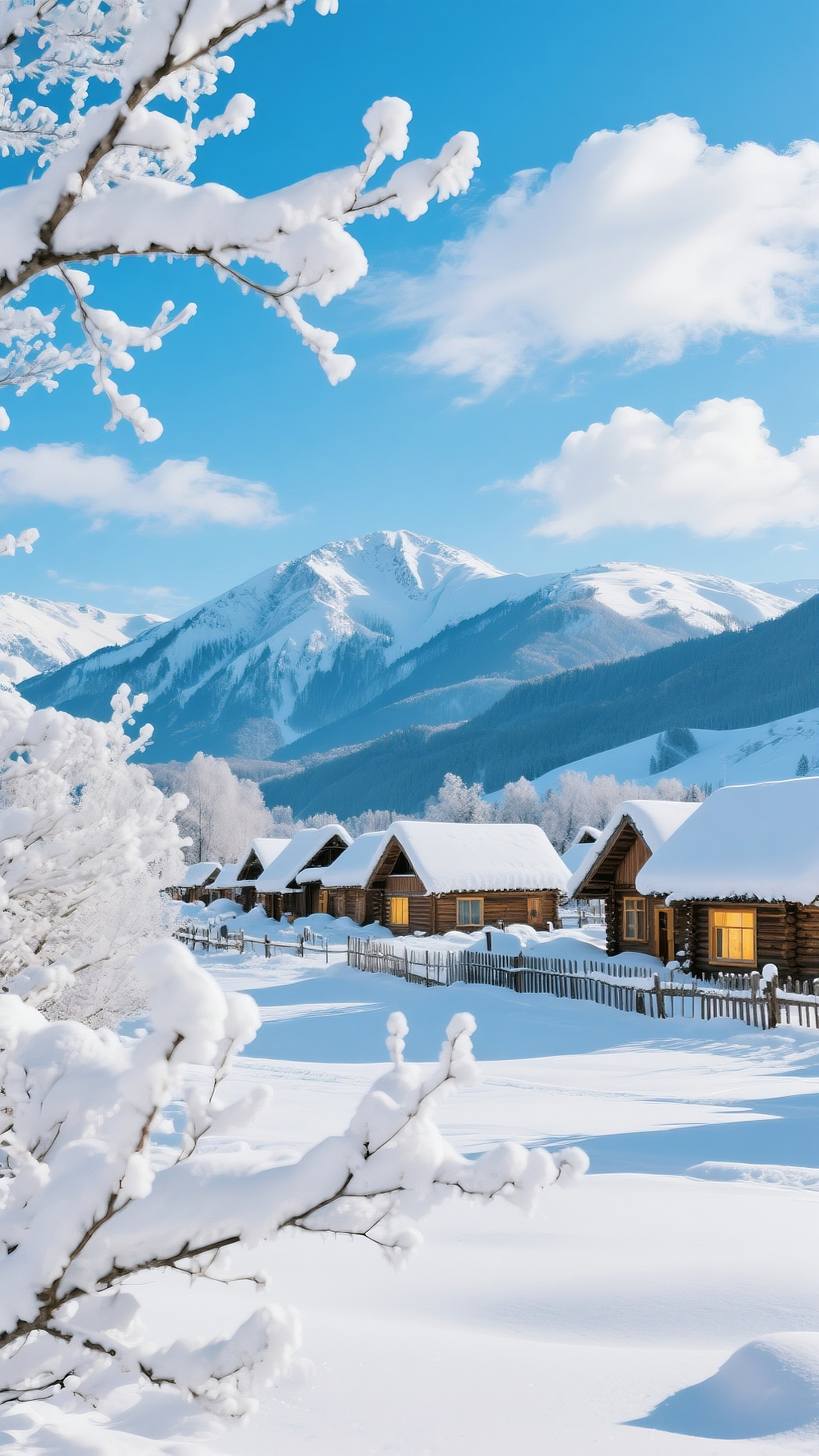 雪后的村庄被雪覆盖的村庄