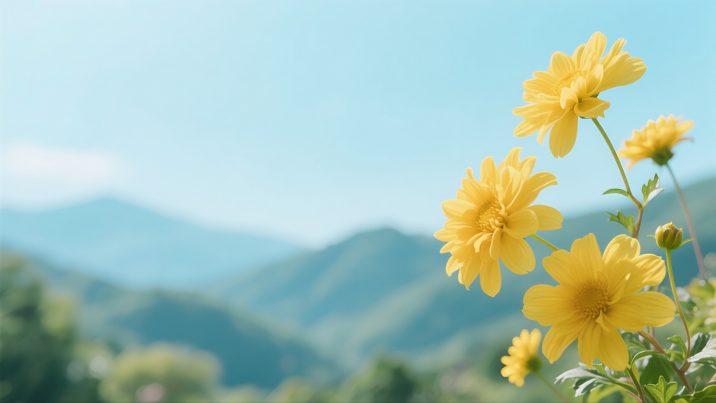 户外菊花盛开的景象PPT底图电脑壁纸鲜花盛开重阳节