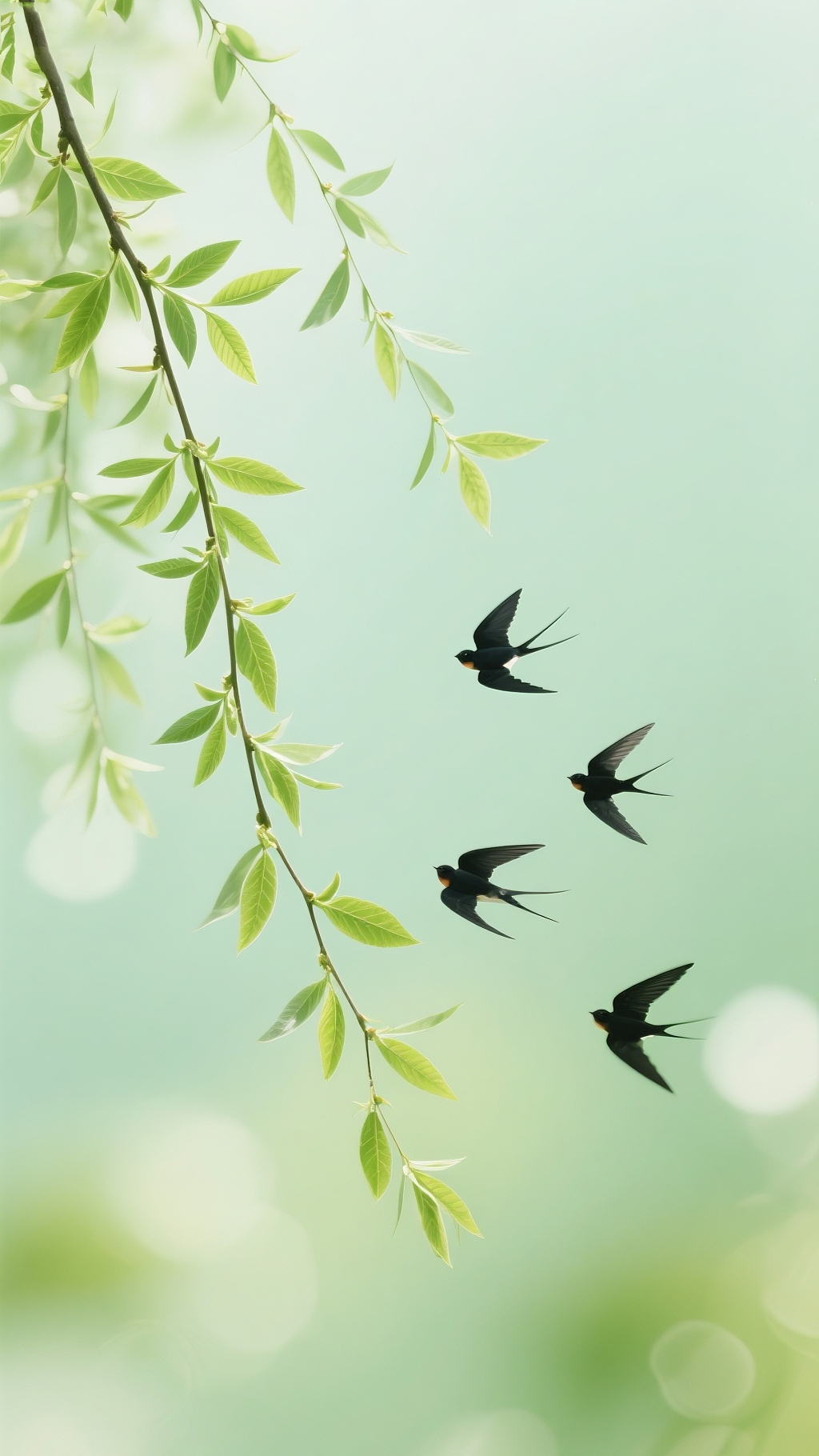 春天燕子归来柳絮发芽