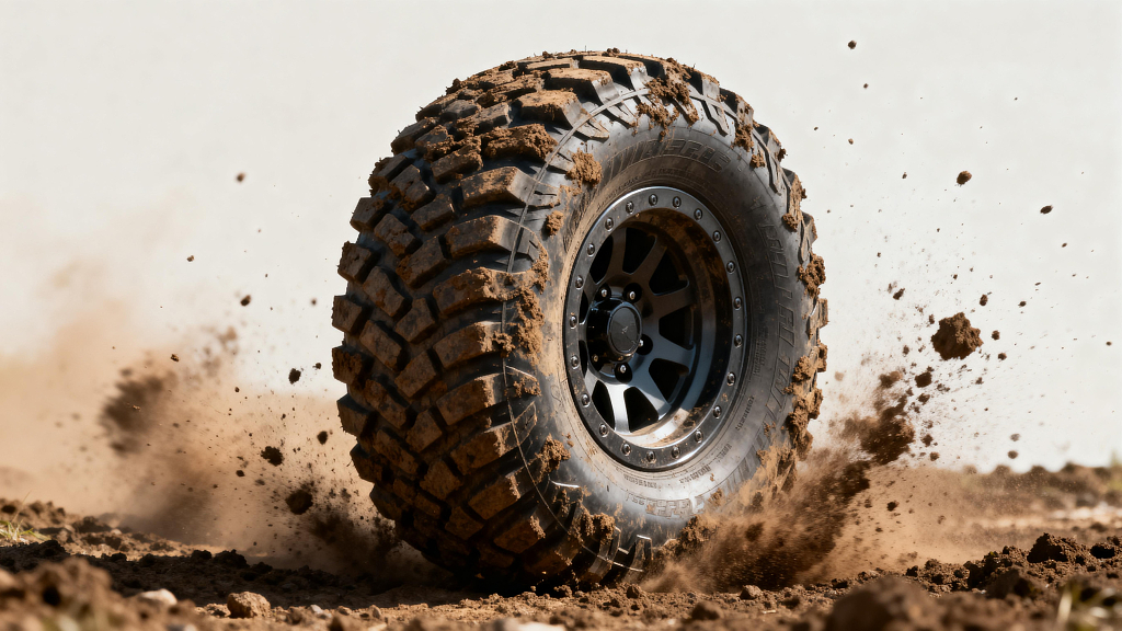泥地越野轮胎特写泥土飞溅汽车越野场景摄影素材