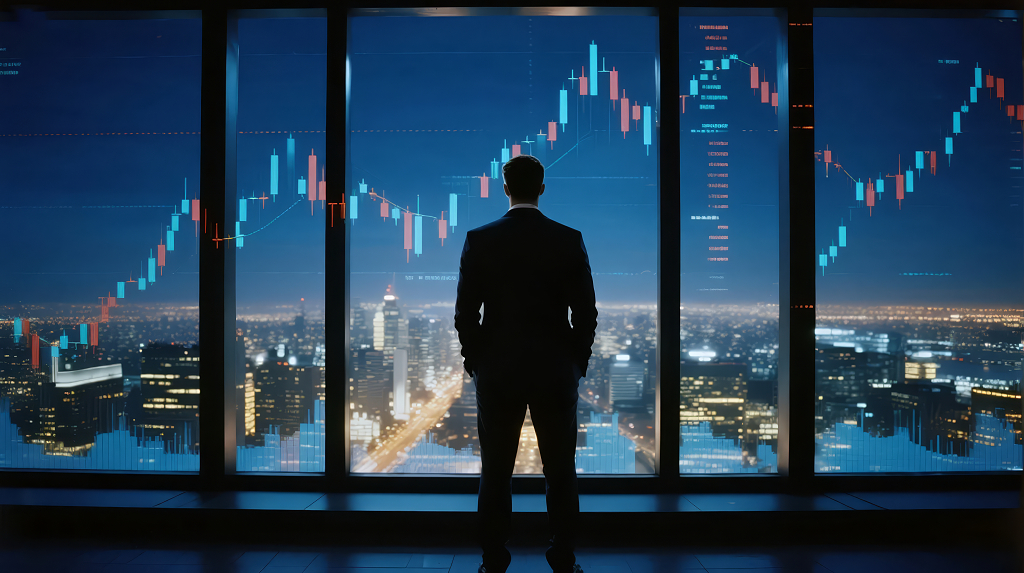 展望2026年金融市场的商务男士剪影