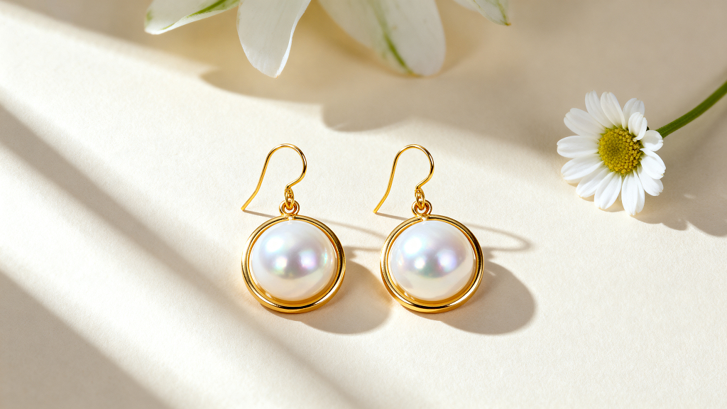 一对美丽的珍珠耳钉耳饰