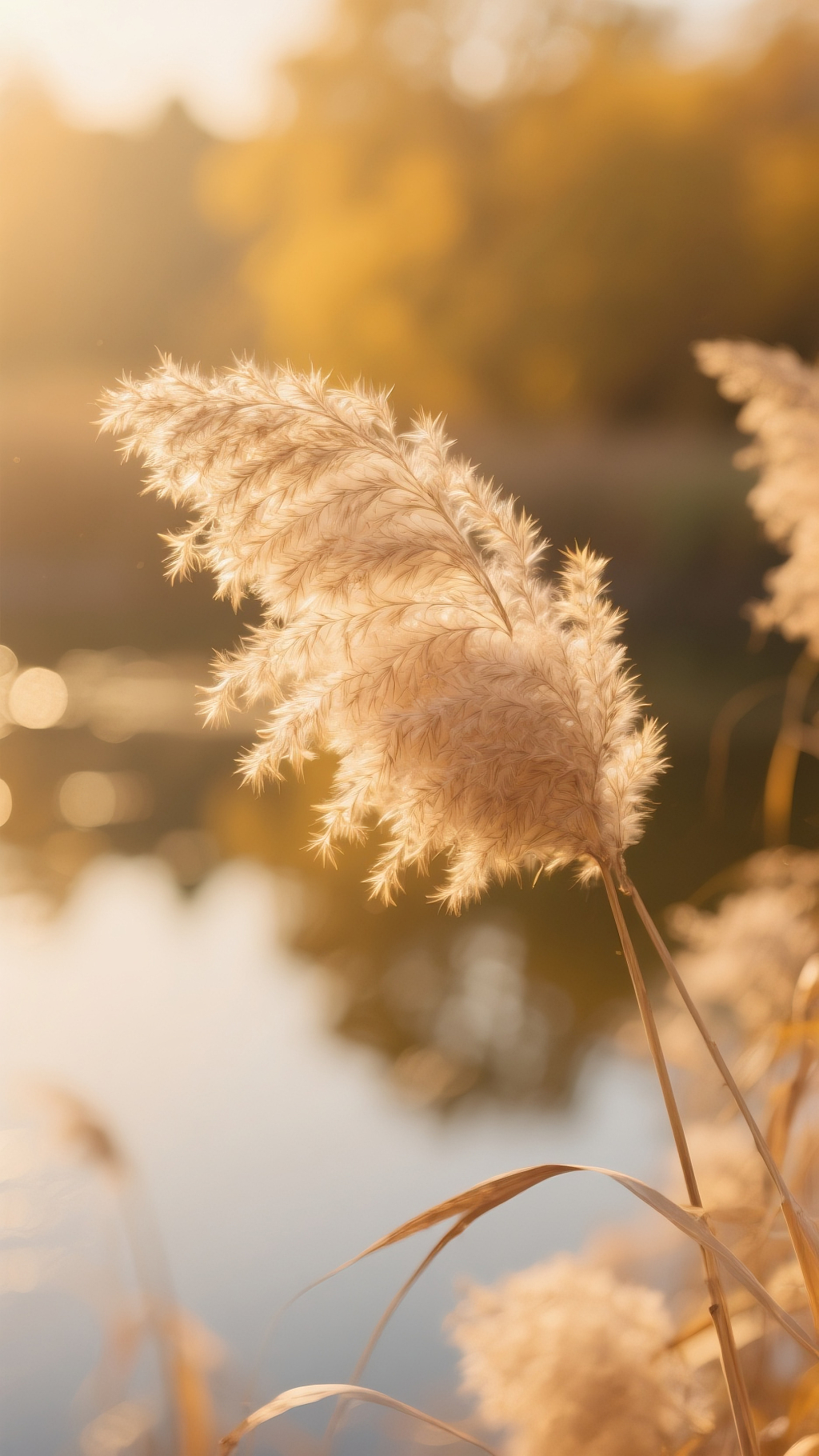 湖边的芦苇秋季