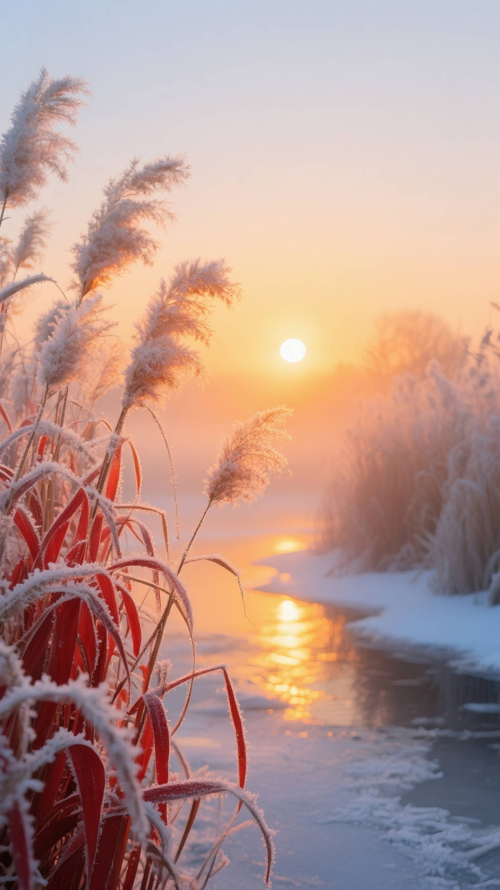 手机壁纸湖边的芦苇二十四节气底图霜降