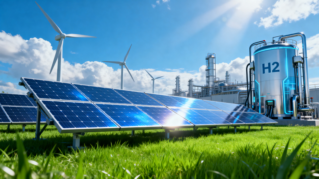 新能源综合场景光伏风能氢能设施摄影素材